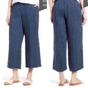 Eileen Fisher Cropped Linen Woven Wide Leg Crop Pants Sz L